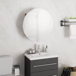 Casa si Gradina - Mobilier - Mobilier baie - Corpuri baie - Dulap de baie cu oglinda rotunda si LED, stejar, 40x40x17,5 cm - Infinity.ro