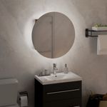 Casa si Gradina - Mobilier - Mobilier baie - Corpuri baie - Dulap de baie cu oglinda rotunda si LED, stejar, 40x40x17,5 cm - Infinity.ro