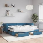 Casa si Gradina - Mobilier - Paturi si accesorii - Paturi - Pat de zi cu extensie si sertare, albastru, 80x200 cm, catifea - Infinity.ro
