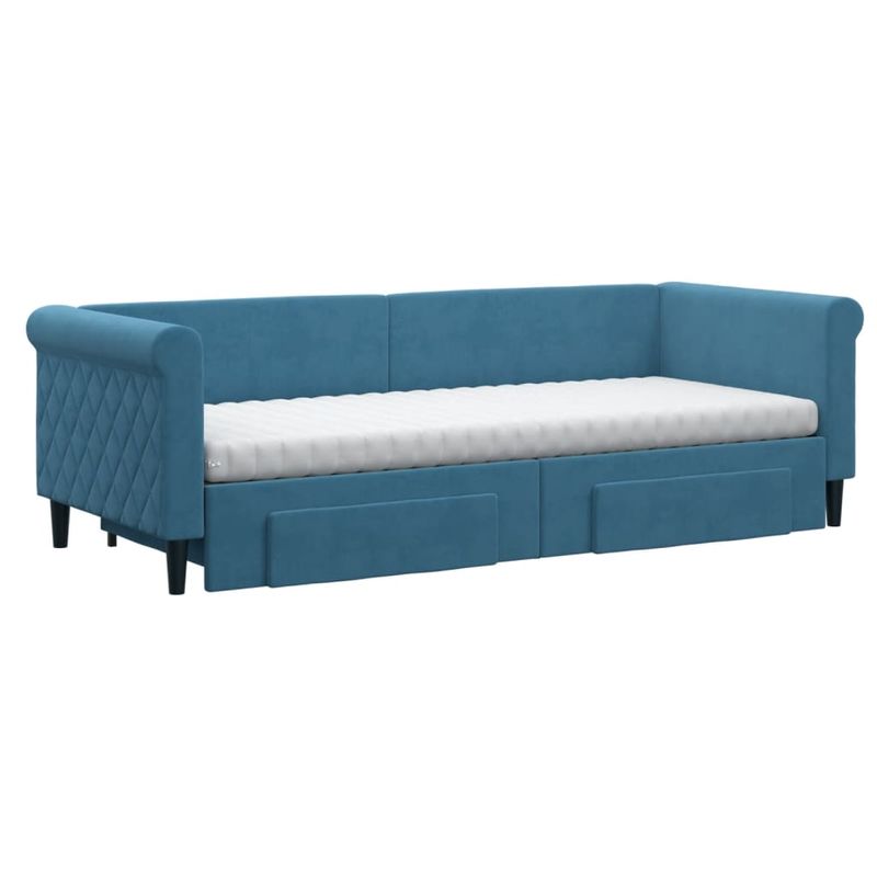 Casa si Gradina - Mobilier - Paturi si accesorii - Paturi - Pat de zi cu extensie si sertare, albastru, 80x200 cm, catifea - Infinity.ro