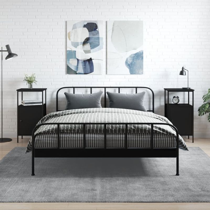 Casa si Gradina - Mobilier - Comode si corpuri - Noptiere - Noptiere, 2 buc., negru, 41x31x80 cm, lemn prelucrat - Infinity.ro