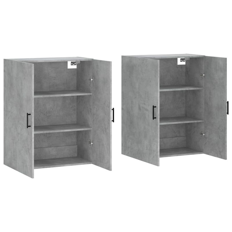 Casa si Gradina - Mobilier - Comode si corpuri - Comode - Dulap cu montaj pe perete, 2 buc, gri beton, 69,5x34x90 cm, model negru rotund - Infinity.ro