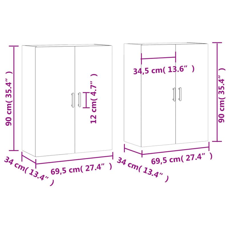Casa si Gradina - Mobilier - Comode si corpuri - Comode - Dulap cu montaj pe perete, 2 buc, gri beton, 69,5x34x90 cm, model negru rotund - Infinity.ro