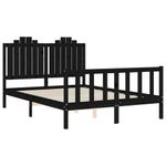Casa si Gradina - Mobilier - Paturi si accesorii - Paturi - Cadru de pat cu tablie dublu, negru, lemn masiv - Infinity.ro
