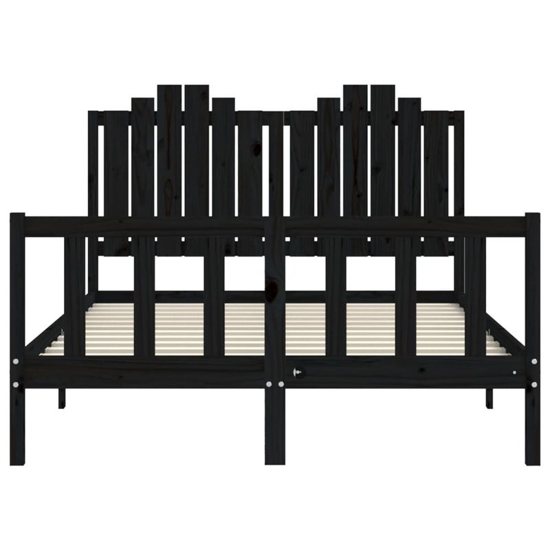 Casa si Gradina - Mobilier - Paturi si accesorii - Paturi - Cadru de pat cu tablie dublu, negru, lemn masiv - Infinity.ro