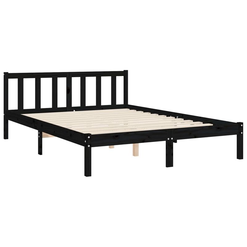 Casa si Gradina - Mobilier - Paturi si accesorii - Paturi - Cadru de pat cu tablie dublu, negru, lemn masiv - Infinity.ro