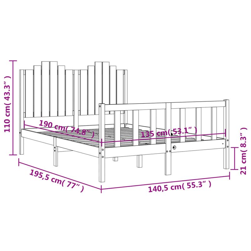 Casa si Gradina - Mobilier - Paturi si accesorii - Paturi - Cadru de pat cu tablie dublu, negru, lemn masiv - Infinity.ro