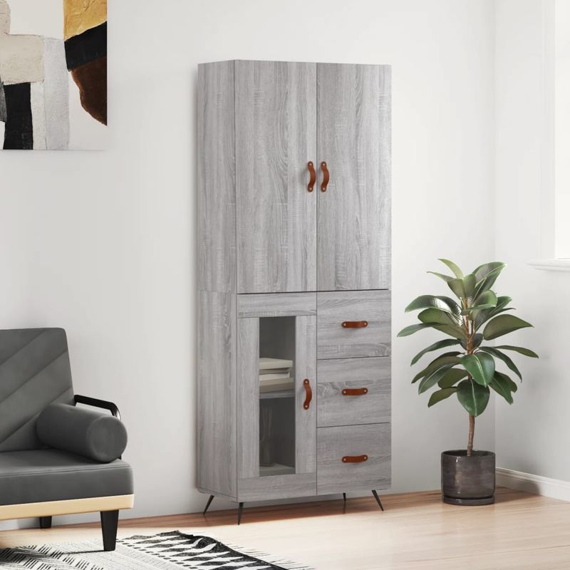 Casa si Gradina - Mobilier - Comode si corpuri - Comode - Dulap inalt, gri sonoma, 69,5x34x180 cm, lemn compozit - Infinity.ro