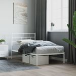 Casa si Gradina - Mobilier - Paturi si accesorii - Paturi - Cadru de pat din metal cu tablie, alb, 100x200 cm - Infinity.ro