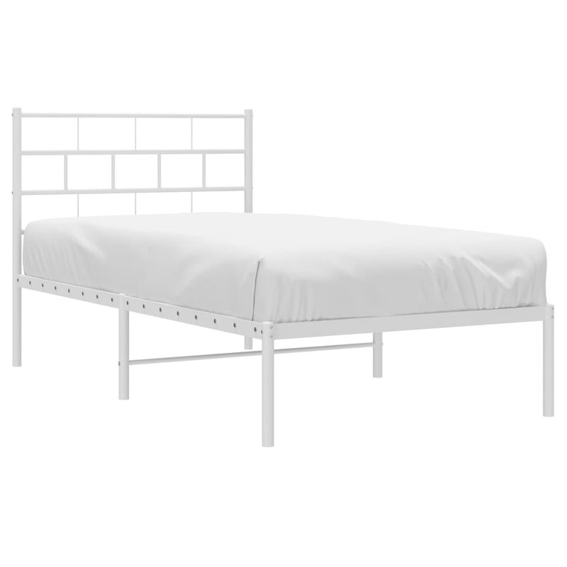 Casa si Gradina - Mobilier - Paturi si accesorii - Paturi - Cadru de pat din metal cu tablie, alb, 100x200 cm - Infinity.ro