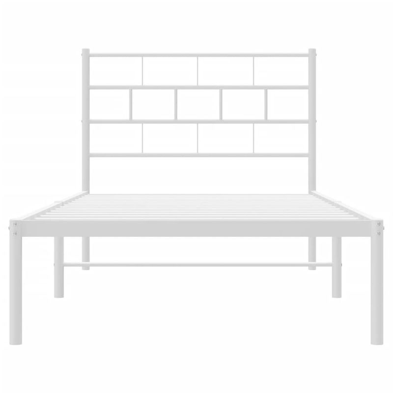 Casa si Gradina - Mobilier - Paturi si accesorii - Paturi - Cadru de pat din metal cu tablie, alb, 100x200 cm - Infinity.ro