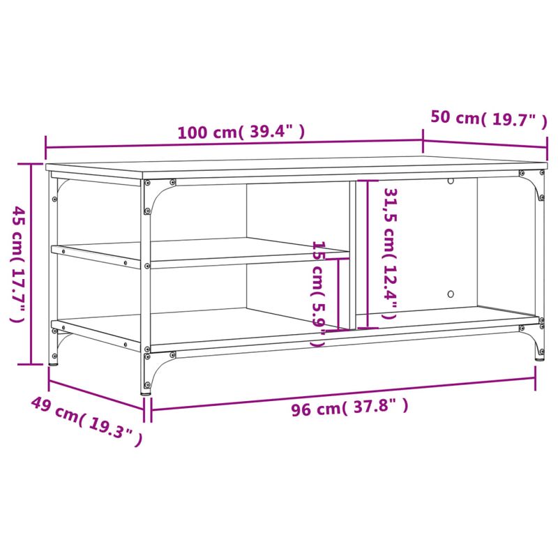 Casa si Gradina - Mobilier - Mese si birouri - Masute de cafea - Masuta de cafea, stejar fumuriu, 100x50x45 cm, lemn prelucrat - Infinity.ro