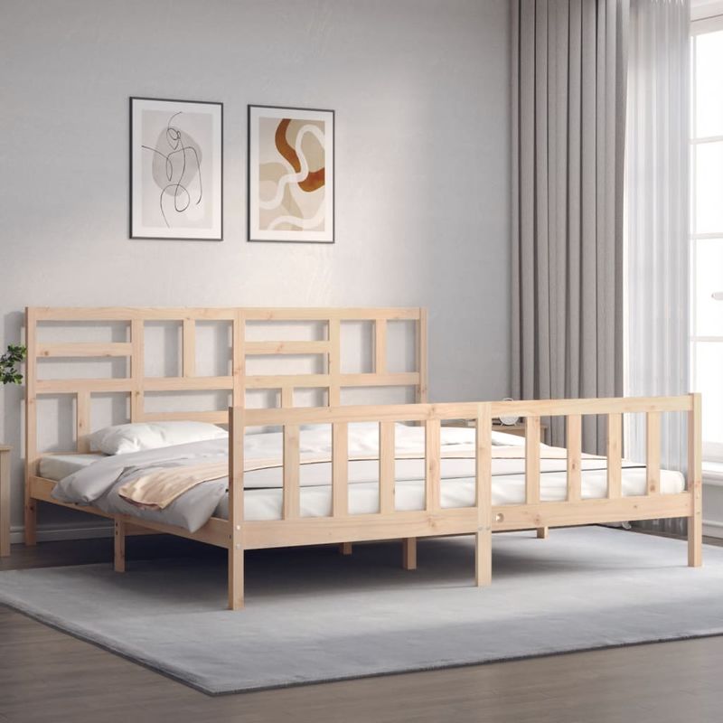 Casa si Gradina - Mobilier - Paturi si accesorii - Paturi - Cadru de pat cu tablie Super King Size, lemn masiv - Infinity.ro