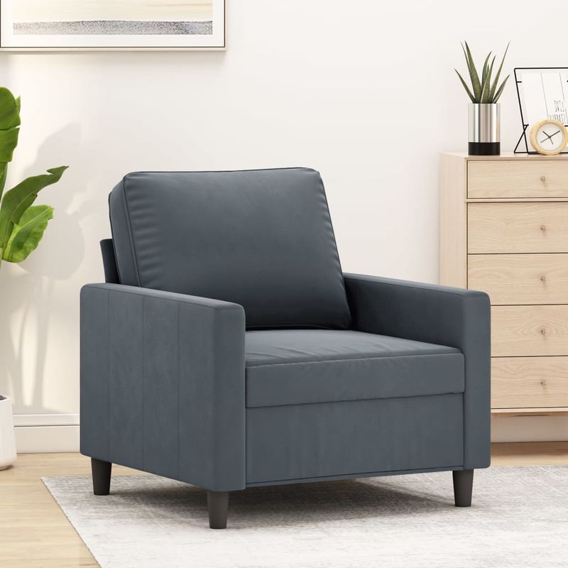 Casa si Gradina - Mobilier - Scaune si fotolii - Fotolii - Fotoliu canapea, gri inchis, 60 cm, catifea - Infinity.ro