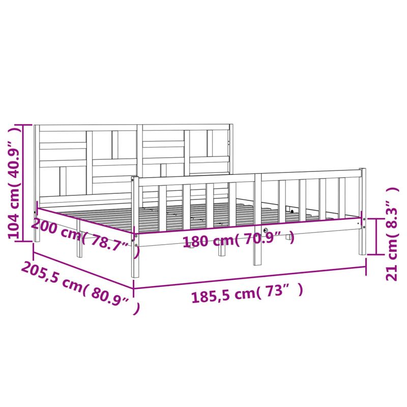 Casa si Gradina - Mobilier - Paturi si accesorii - Paturi - Cadru de pat cu tablie Super King Size, lemn masiv - Infinity.ro