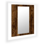 Casa si Gradina - Mobilier - Mobilier baie - Corpuri baie - Dulap cu oglinda de baie LED, stejar fumuriu, 40x12x45 cm, lemn - Infinity.ro