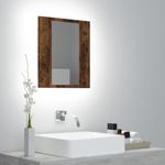 Casa si Gradina - Mobilier - Mobilier baie - Corpuri baie - Dulap cu oglinda de baie LED, stejar fumuriu, 40x12x45 cm, lemn - Infinity.ro