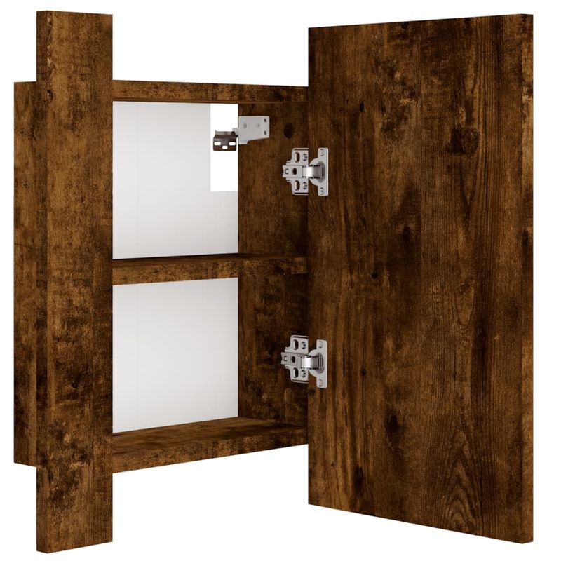 Casa si Gradina - Mobilier - Mobilier baie - Corpuri baie - Dulap cu oglinda de baie LED, stejar fumuriu, 40x12x45 cm, lemn - Infinity.ro