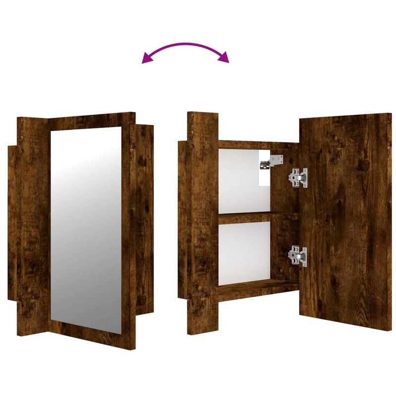 Casa si Gradina - Mobilier - Mobilier baie - Corpuri baie - Dulap cu oglinda de baie LED, stejar fumuriu, 40x12x45 cm, lemn - Infinity.ro
