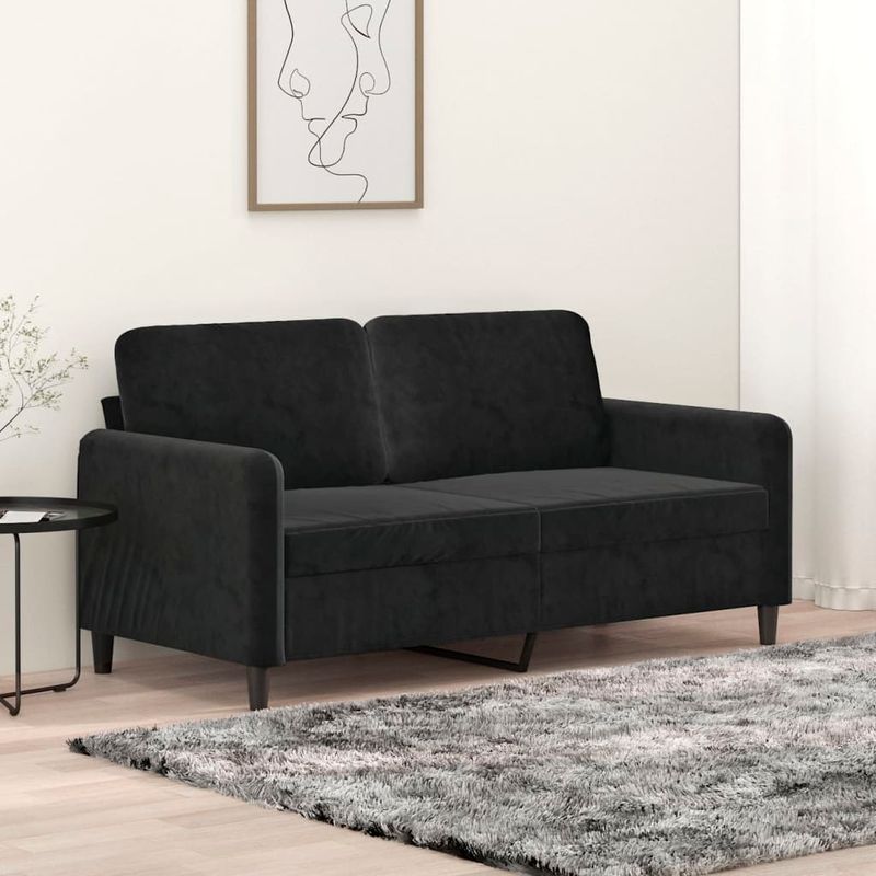 Casa si Gradina - Mobilier - Canapele si coltare - Canapele - Canapea cu 2 locuri, negru, 140 cm, catifea - Infinity.ro