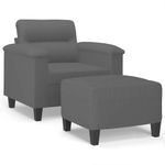 Casa si Gradina - Mobilier - Scaune si fotolii - Fotolii - Fotoliu canapea cu taburet, gri inchis, 60 cm, microfibra - Infinity.ro