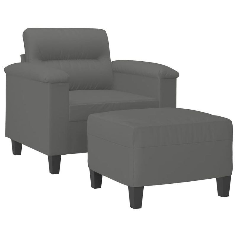 Casa si Gradina - Mobilier - Scaune si fotolii - Fotolii - Fotoliu canapea cu taburet, gri inchis, 60 cm, microfibra - Infinity.ro