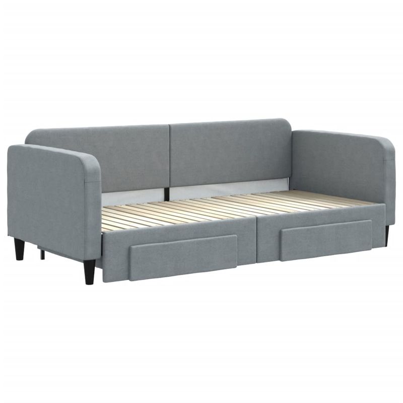 Casa si Gradina - Mobilier - Paturi si accesorii - Paturi - Pat de zi cu extensie si sertare, gri deschis, 90x200 cm textil - Infinity.ro