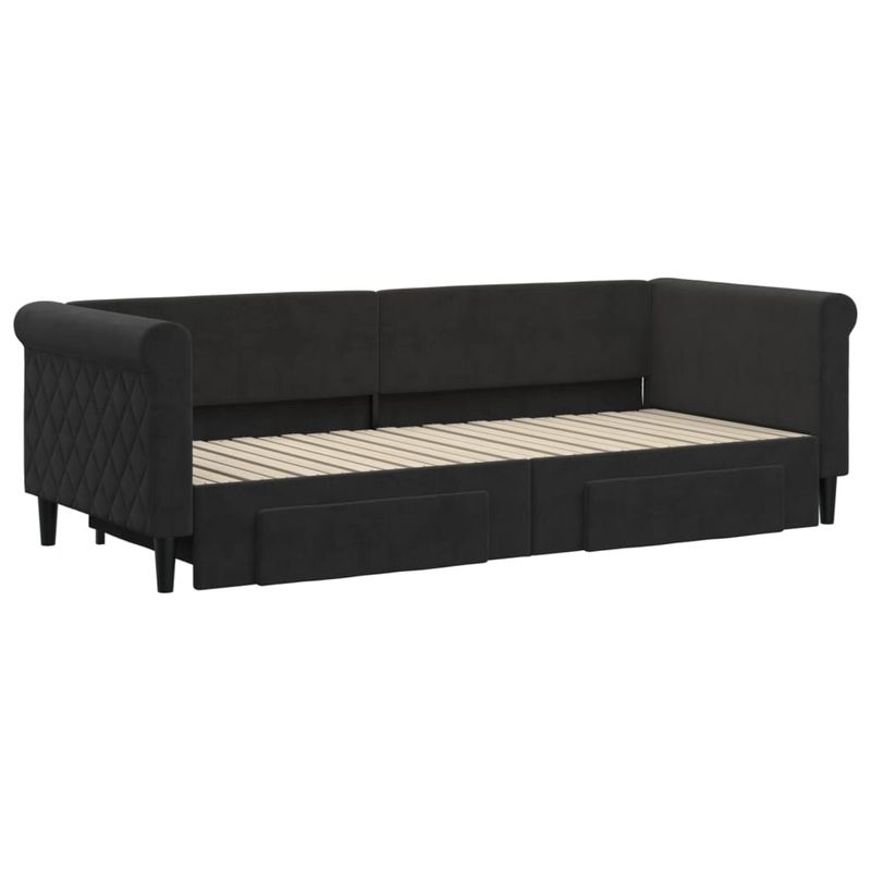 Casa si Gradina - Mobilier - Paturi si accesorii - Paturi - Pat de zi cu extensie si sertare, negru, 80x200 cm, catifea - Infinity.ro