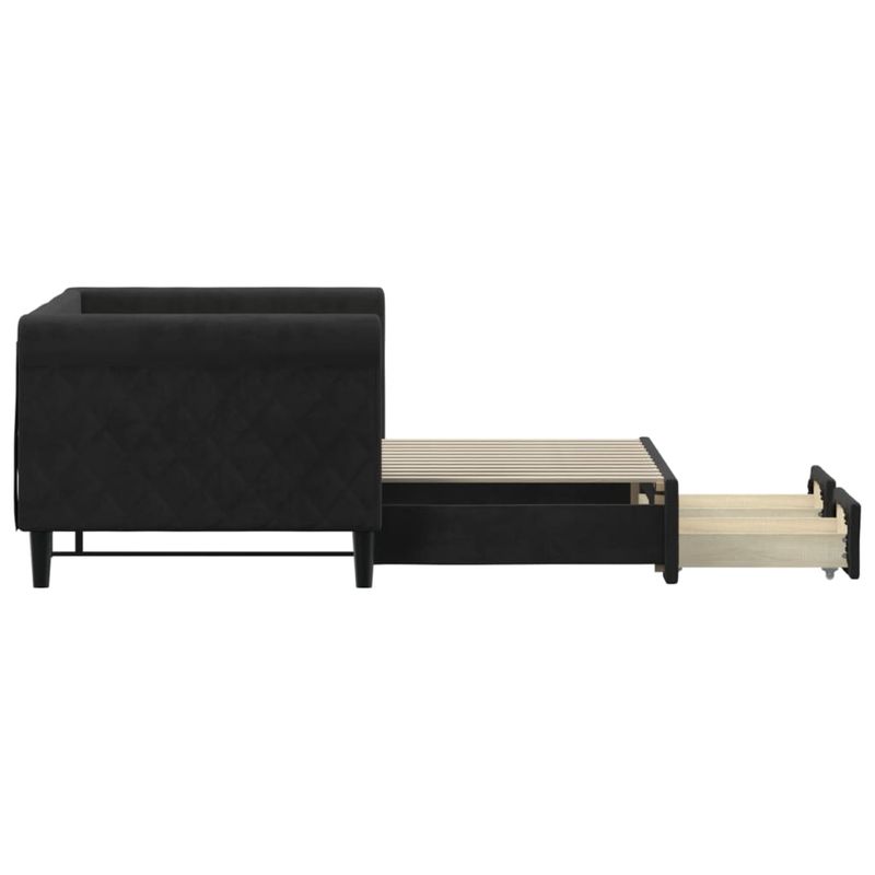 Casa si Gradina - Mobilier - Paturi si accesorii - Paturi - Pat de zi cu extensie si sertare, negru, 80x200 cm, catifea - Infinity.ro