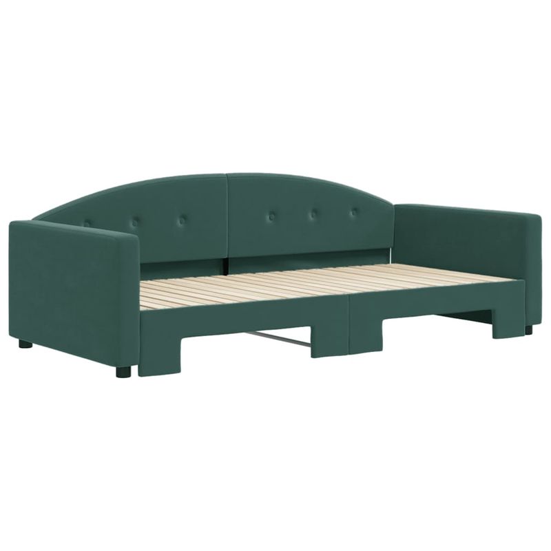 Casa si Gradina - Mobilier - Paturi si accesorii - Paturi - Pat de zi cu extensie, verde inchis, 100x200 cm, catifea - Infinity.ro