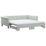 Casa si Gradina - Mobilier - Paturi si accesorii - Paturi - Pat de zi cu extensie si saltele gri deschis 100x200 cm catifea - Infinity.ro
