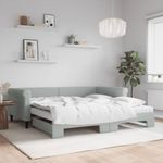Casa si Gradina - Mobilier - Paturi si accesorii - Paturi - Pat de zi cu extensie si saltele gri deschis 100x200 cm catifea - Infinity.ro