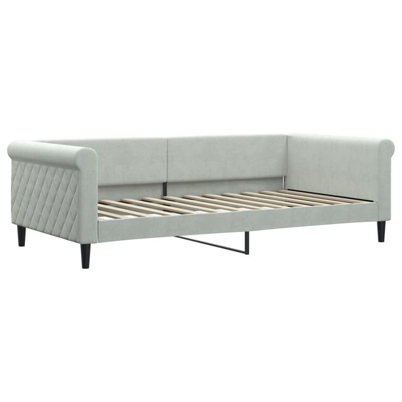 Casa si Gradina - Mobilier - Paturi si accesorii - Paturi - Pat de zi cu extensie si saltele gri deschis 100x200 cm catifea - Infinity.ro