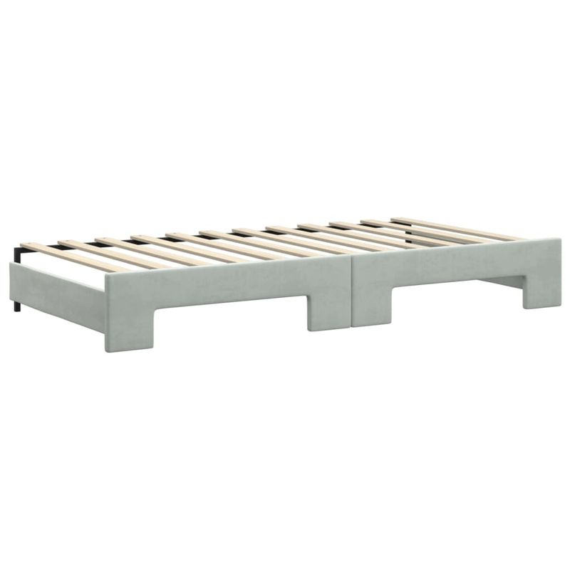 Casa si Gradina - Mobilier - Paturi si accesorii - Paturi - Pat de zi cu extensie si saltele gri deschis 100x200 cm catifea - Infinity.ro