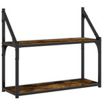 Casa si Gradina - Mobilier - Biblioteci si rafturi - Rafturi - Raft cu 2 niveluri, stejar afumat, 60x21x51 cm, lemn prelucrat - Infinity.ro