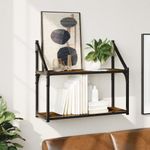 Casa si Gradina - Mobilier - Biblioteci si rafturi - Rafturi - Raft cu 2 niveluri, stejar afumat, 60x21x51 cm, lemn prelucrat - Infinity.ro
