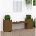 Casa si Gradina - Gradina si terasa - Mobilier exterior - Bancute de gradina - Bancheta cu jardiniere, maro miere, 180x36x63cm, lemn masiv pin - Infinity.ro