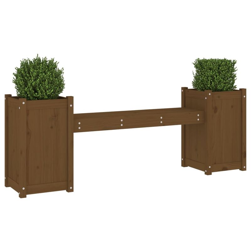 Casa si Gradina - Gradina si terasa - Mobilier exterior - Bancute de gradina - Bancheta cu jardiniere, maro miere, 180x36x63cm, lemn masiv pin - Infinity.ro