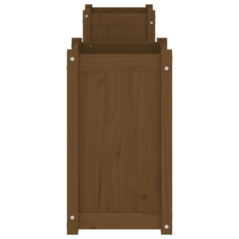 Casa si Gradina - Gradina si terasa - Mobilier exterior - Bancute de gradina - Bancheta cu jardiniere, maro miere, 180x36x63cm, lemn masiv pin - Infinity.ro