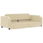 Casa si Gradina - Mobilier - Paturi si accesorii - Paturi - Pat de zi cu extensie si sertare, crem, 80x200 cm, textil - Infinity.ro