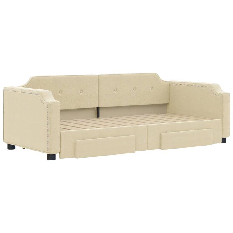 Casa si Gradina - Mobilier - Paturi si accesorii - Paturi - Pat de zi cu extensie si sertare, crem, 80x200 cm, textil - Infinity.ro
