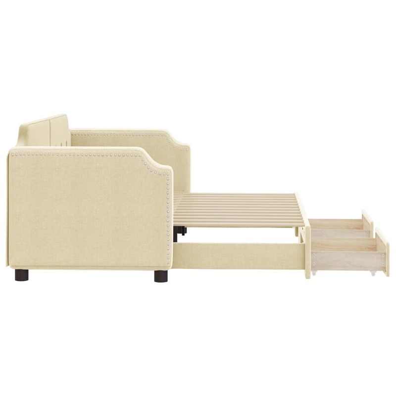 Casa si Gradina - Mobilier - Paturi si accesorii - Paturi - Pat de zi cu extensie si sertare, crem, 80x200 cm, textil - Infinity.ro