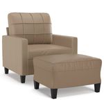 Casa si Gradina - Mobilier - Scaune si fotolii - Fotolii - Fotoliu canapea cu taburet, cappuccino, 60 cm, piele ecologica - Infinity.ro