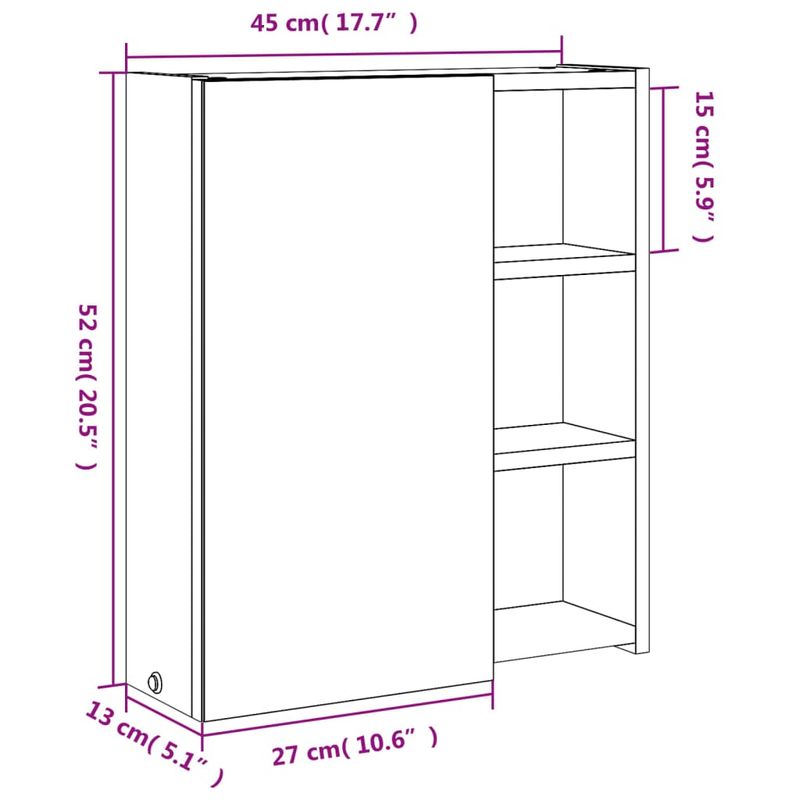 Casa si Gradina - Mobilier - Mobilier baie - Corpuri baie - Dulap cu oglinda de baie cu lumina LED, gri, 45x13x52 cm - Infinity.ro