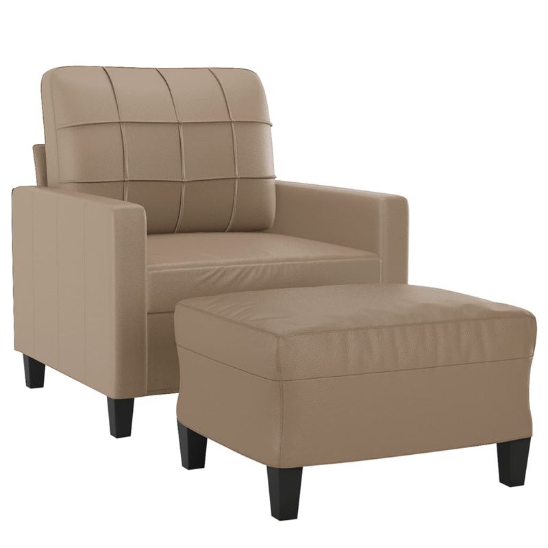 Casa si Gradina - Mobilier - Scaune si fotolii - Fotolii - Fotoliu canapea cu taburet, cappuccino, 60 cm, piele ecologica - Infinity.ro