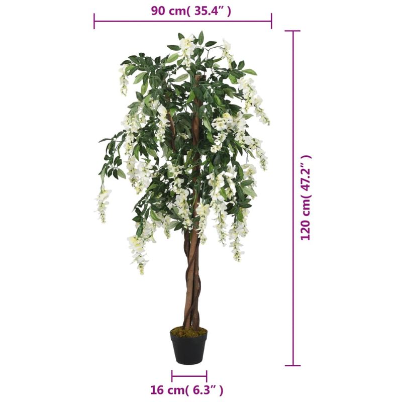Casa si Gradina - Decoratiuni - Obiecte decorative - Plante artificiale - Arbore artificial wisteria 840 frunze 120 cm verde si alb - Infinity.ro