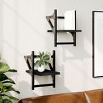 Casa si Gradina - Mobilier - Biblioteci si rafturi - Rafturi - Rafturi de perete cu bare, 2 buc, negru, 20x25x30 cm - Infinity.ro
