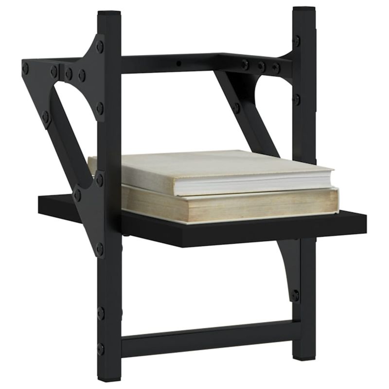 Casa si Gradina - Mobilier - Biblioteci si rafturi - Rafturi - Rafturi de perete cu bare, 2 buc, negru, 20x25x30 cm - Infinity.ro