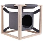 Petshop - Accesorii petshop - Culcusuri si custi - Culcusuri si saltele - Quapas  Pat pentru pisici cu hamac "Catcube", gri, 54x54x54 cm, M - Infinity.ro