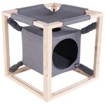 Petshop - Accesorii petshop - Culcusuri si custi - Culcusuri si saltele - Quapas  Pat pentru pisici cu hamac "Catcube", gri, 54x54x54 cm, M - Infinity.ro